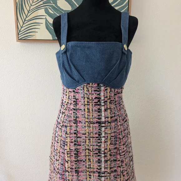 Stylish Multicolor Tweed Dress Endless Rose Size M - Picture 4 of 8